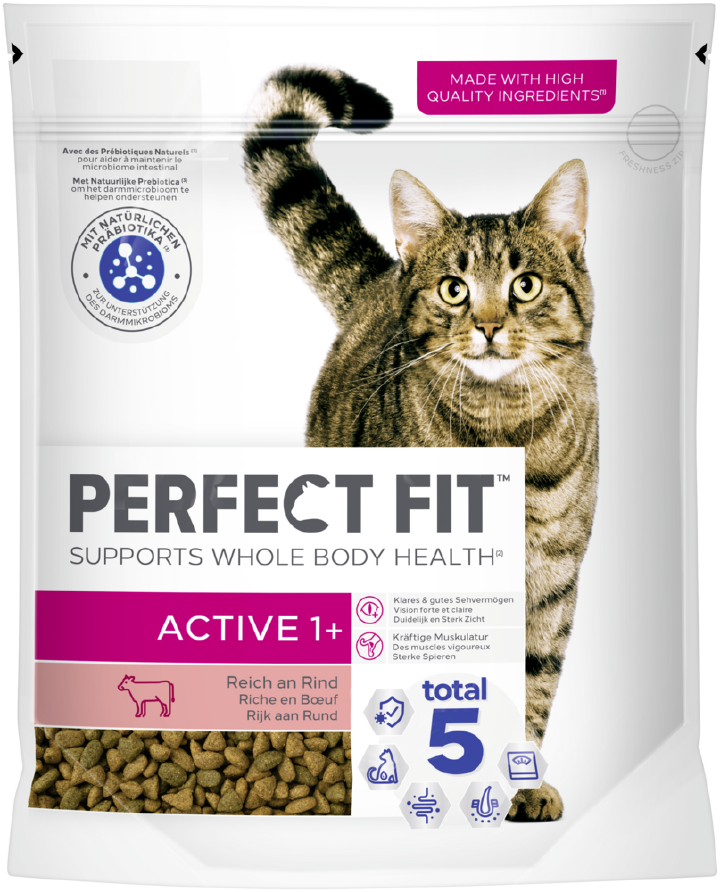 PERFECT FIT Katzen-Trockenfutter Active 1+ mit Rind